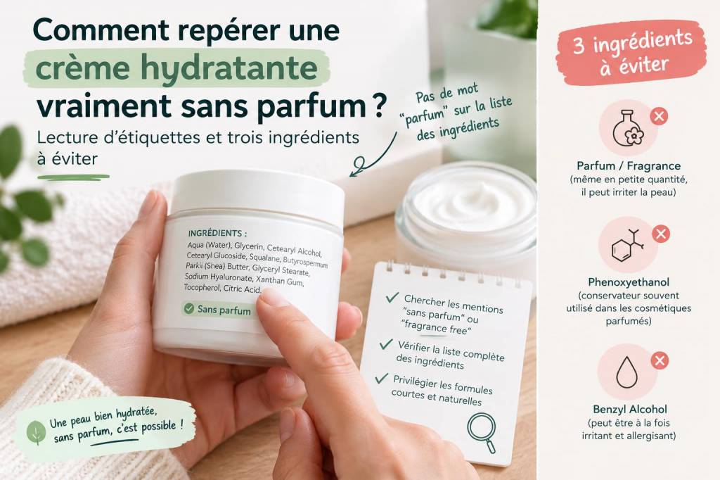 Comment repérer une crème hydratante vraiment sans parfum: lecture d'étiquettes et trois ingrédients à éviter